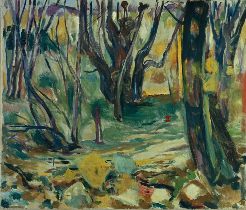 Edvard Munch: Høst i almeskogen. Olje på lerret, 1919-1920. Foto © Munchmuseet
