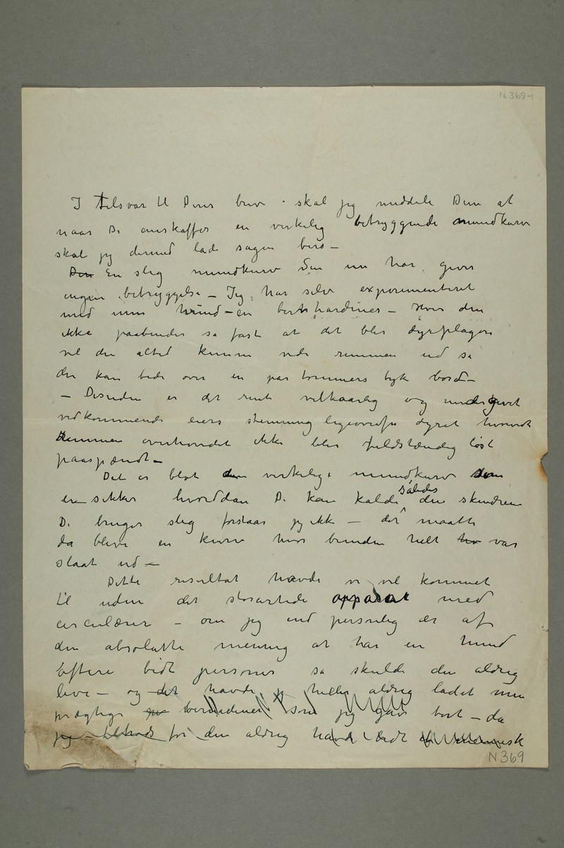 Edvard Munch: Side fra brevutkast til Axel Gunnerud. Foto © Munchmuseet