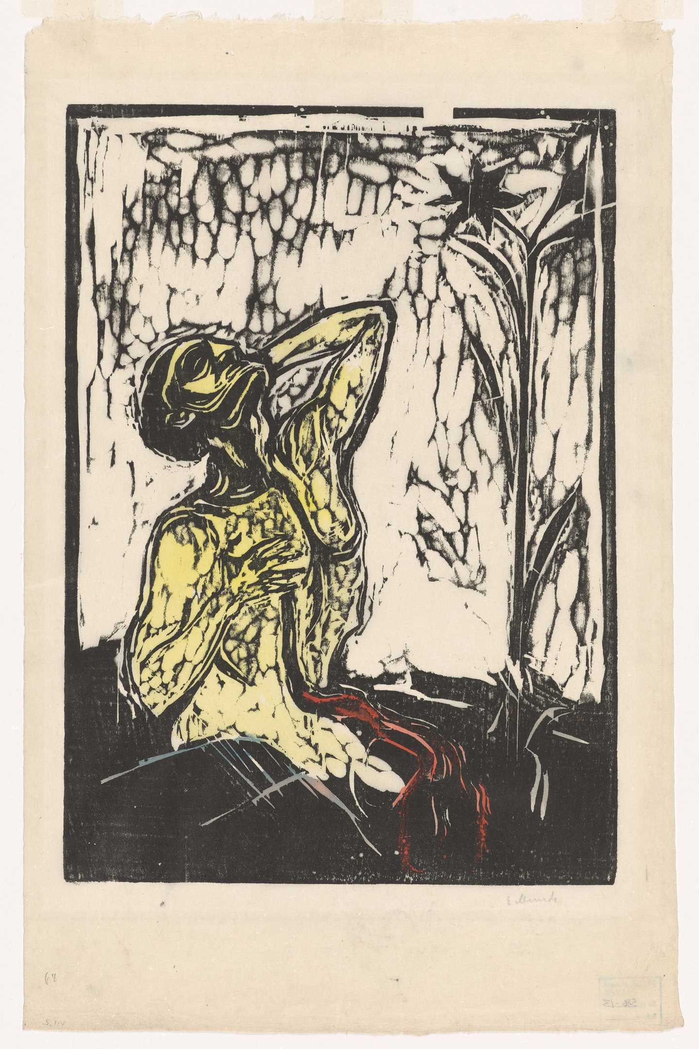 Edvard Munch: Blossom of Pain. Hand-colored woodcut, 1898. Photo © Munchmuseet
