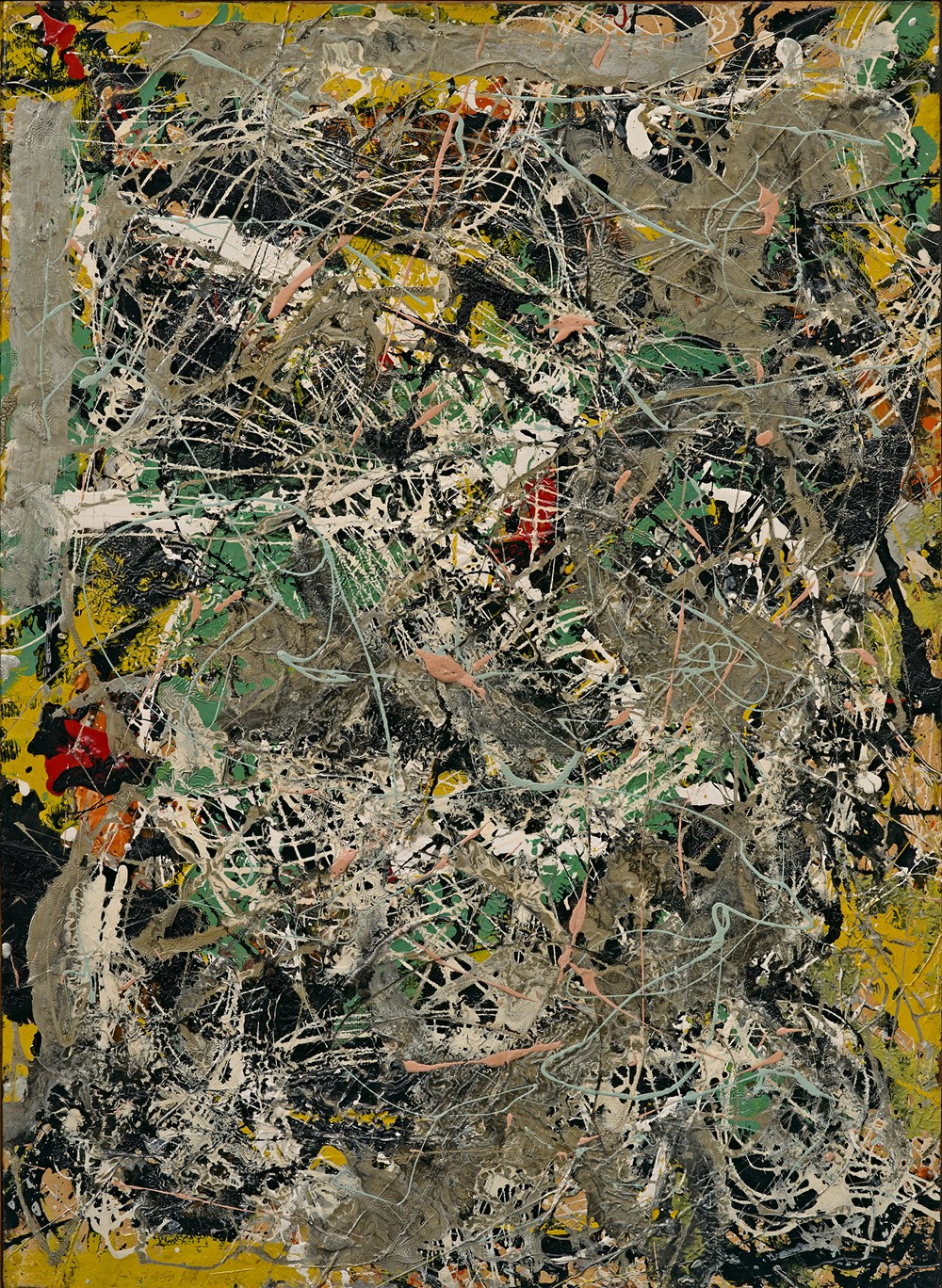 Jackson Pollock, Uten tittel, ca. 1949. Papir, emaljelakk og aluminiumsmaling på fiberplate. 