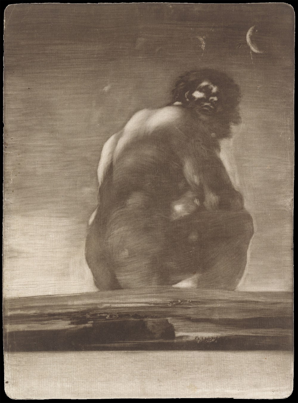 Francisco de Goya, Seated Giant, By 1818 (possibly 1814–18). Burnished aquatint, scraper, roulette, lavis. The Metropolitan Museum of Art, New York 