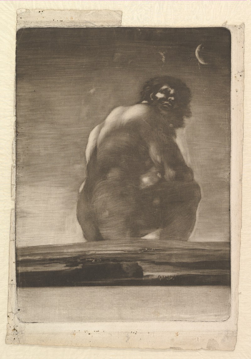 Francisco de Goya, Seated Giant, By 1818 (possibly 1814–18). Burnished aquatint, scraper, roulette, lavis.