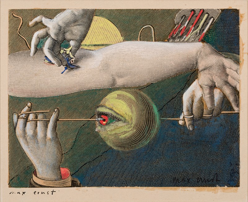 Max Ernst, Uten tittel. Collage og gouache på papir, 1921. Foto © Florent Chevrot