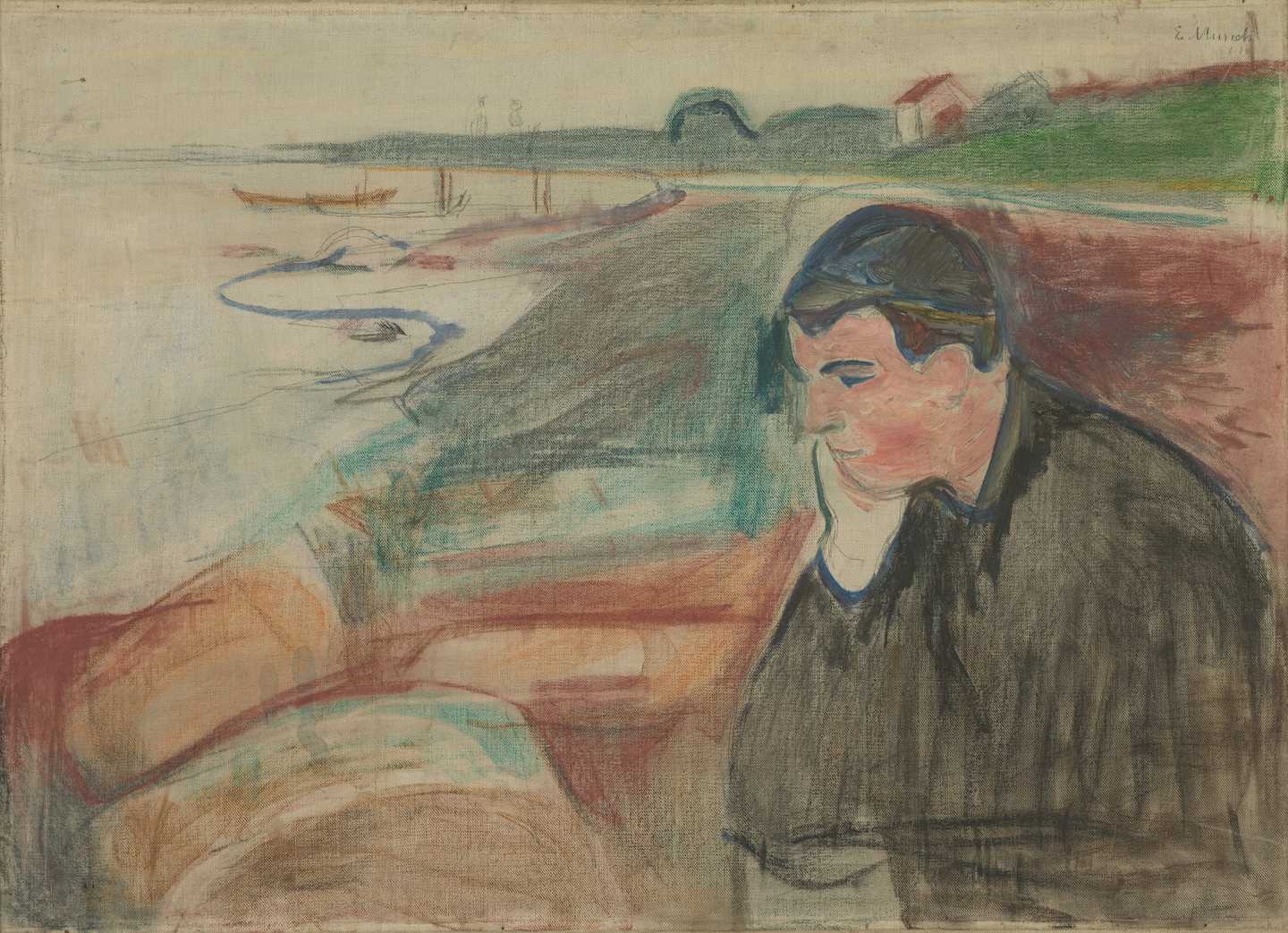 Edvard Munch: Evening. Melancholy. Oil, pencil and color pen on canvas, 1891. Photo © Munchmuseet