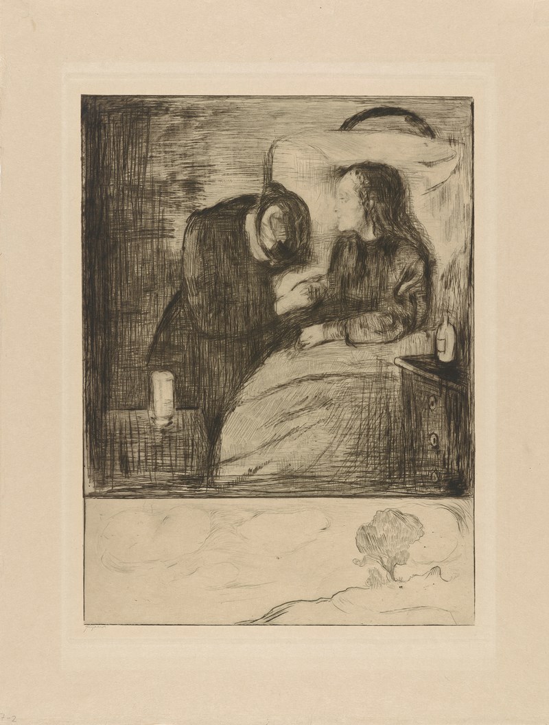 Edvard Munch: Det syke barn. Radering, 1894. Foto © Munchmuseet