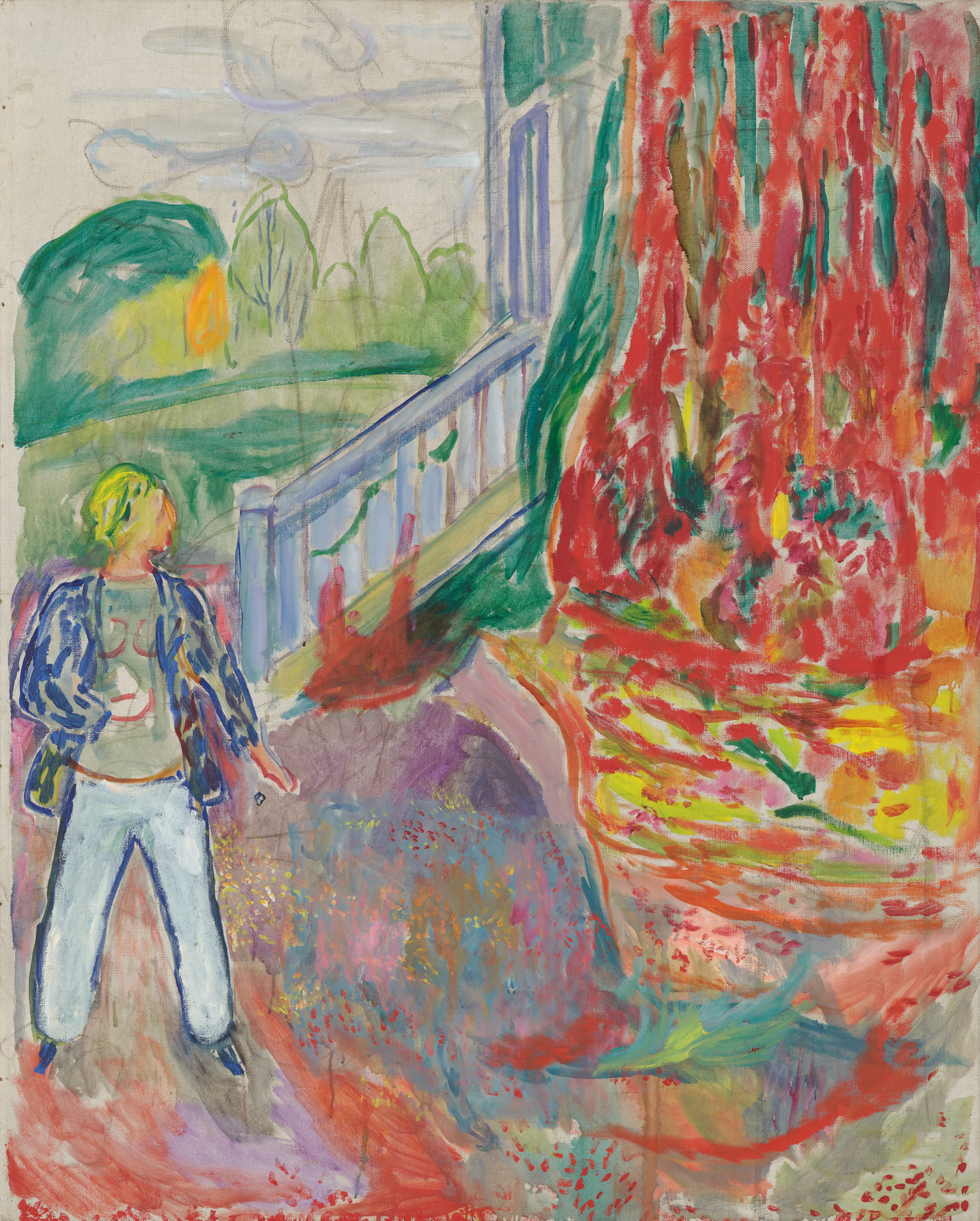 Edvard Munch: Woman by the Veranda Steps. Oil on canvas, 1942. Photo © Munchmuseet