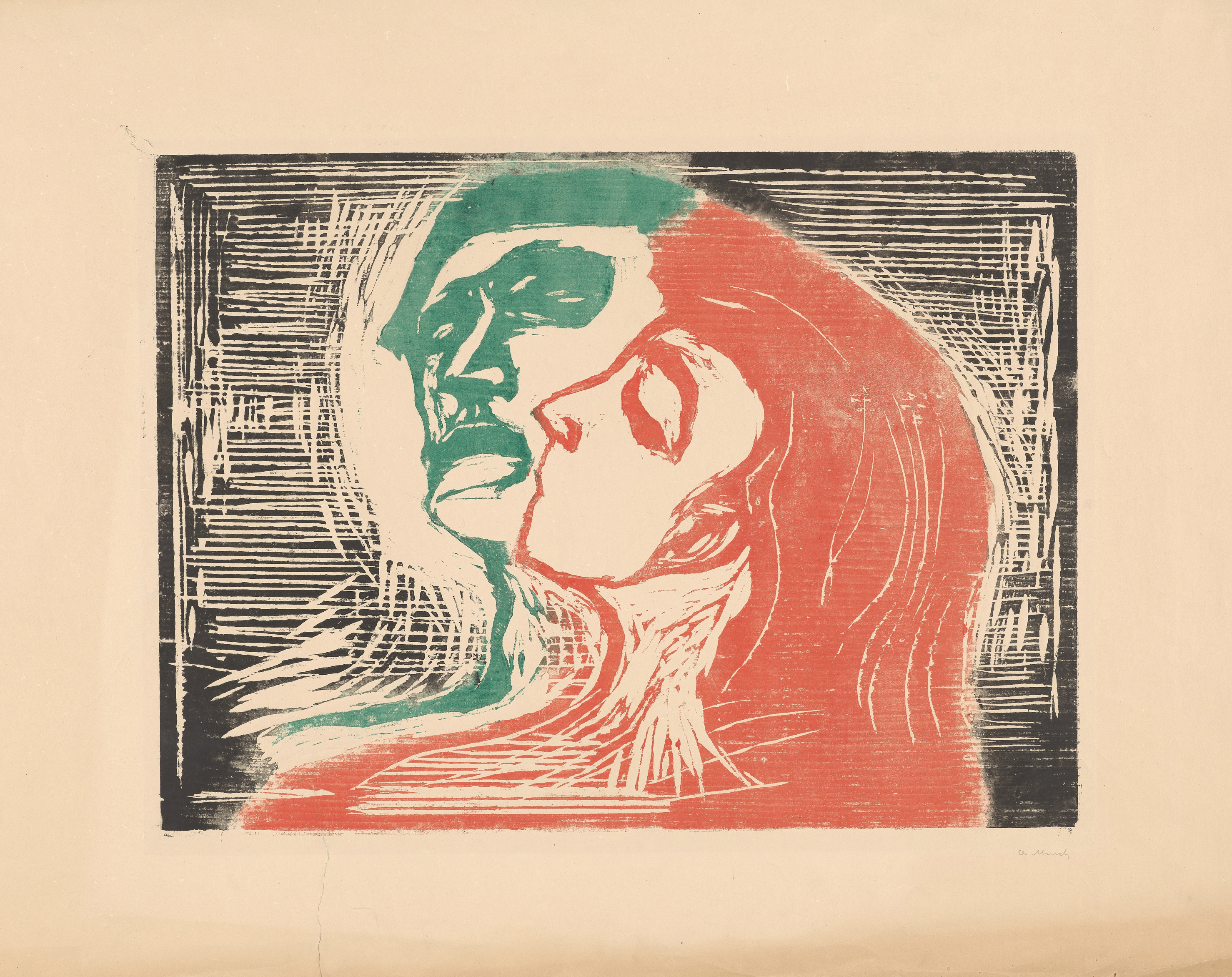 Edvard Munch, Head by Head. Woodcut, 1905. Photo: Munchmuseet.