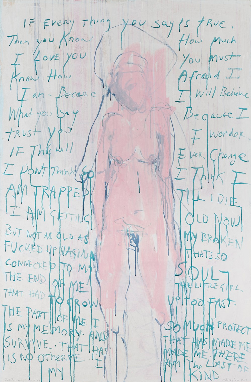 Tracey Emin, I Am the Last of My Kind (2019). 182.3 × 120 cm.