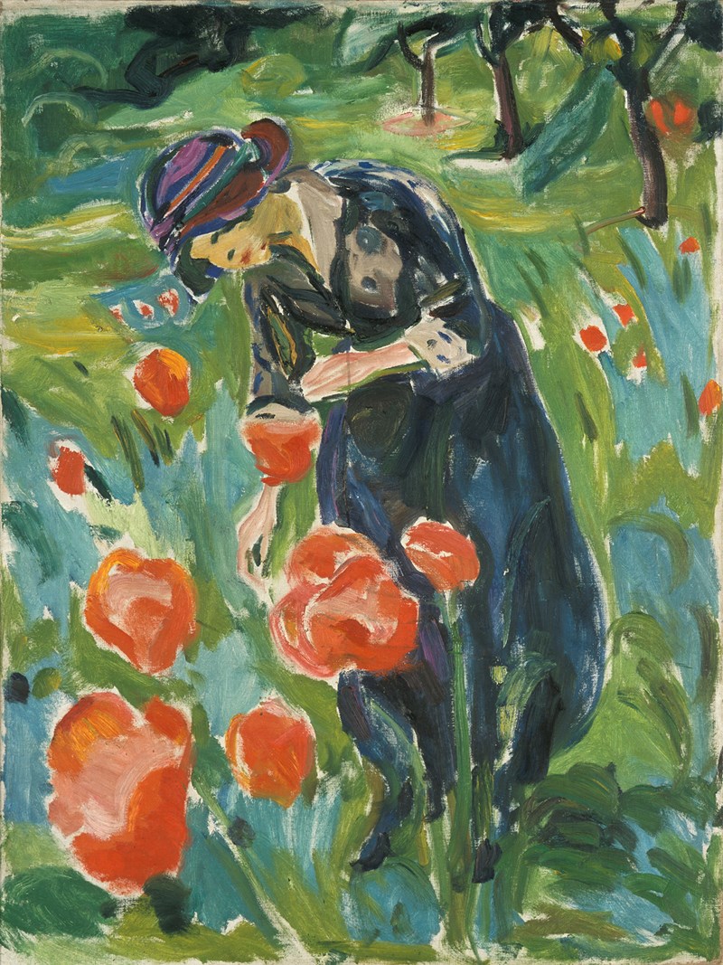 Edvard Munch: Kvinne med valmuer. Olje på lerret, 1918-1919. Foto © Munchmuseet