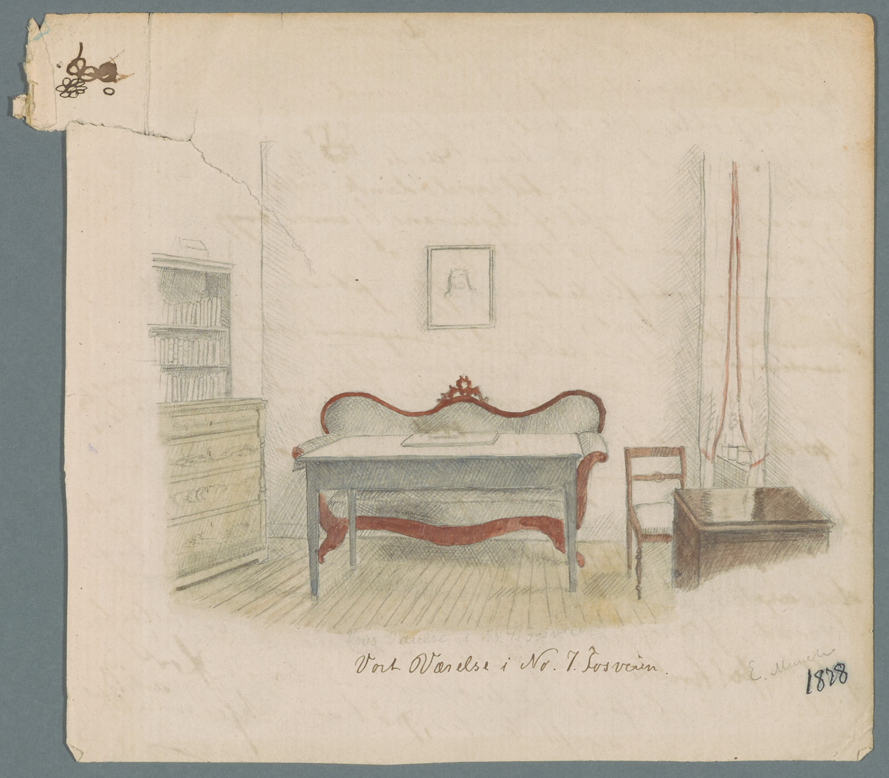 Edvard Munch: Our Room in No 13 Fossveien. Pencil and watercolour, 1878. Photo © Munchmuseet