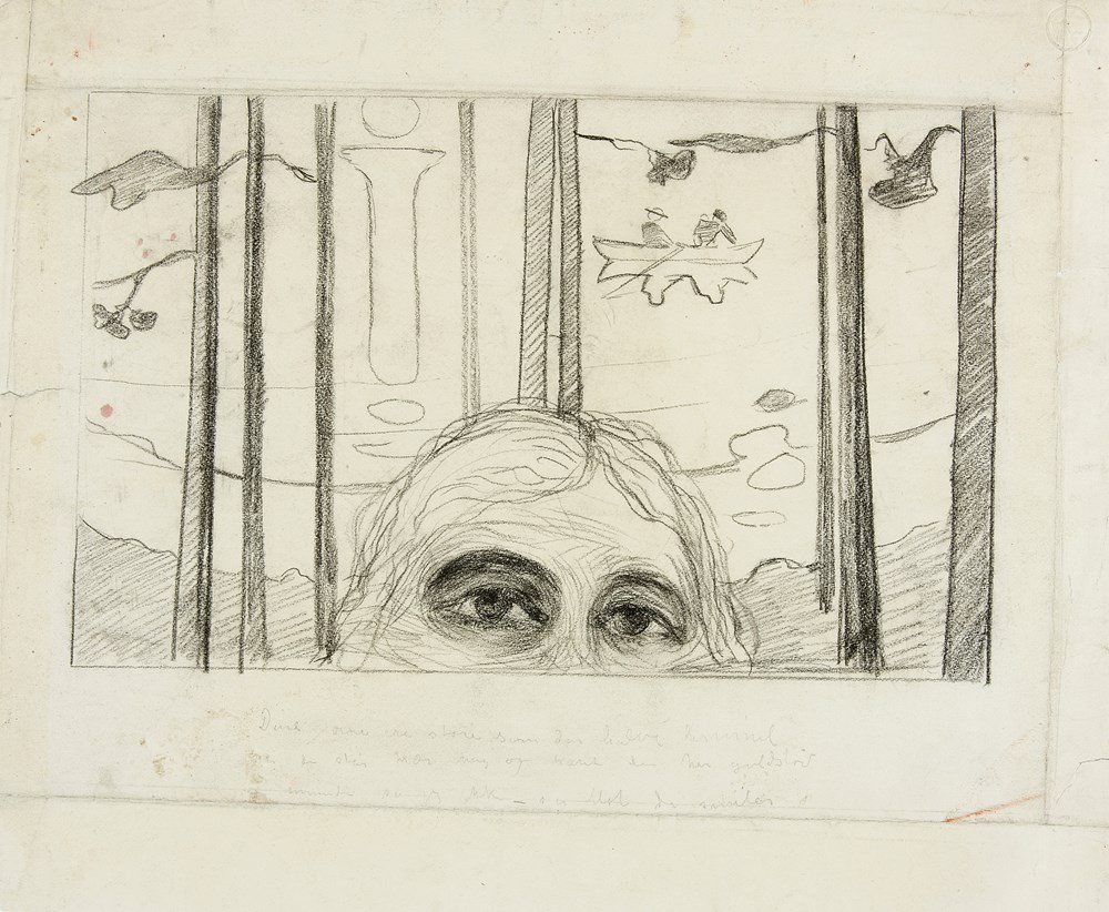 Edvard Munch: Eyes. The Voice. Crayon, black, 1893-96. Photo © Munchmuseet