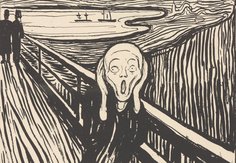 Crop of Edvard Munch: The Scream. Lithograph, 1895. Photo © Munchmuseet