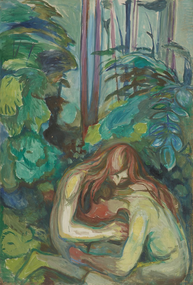 Edvard Munch, Vampyr i skogen, 1924–25. Olje på lerret. 